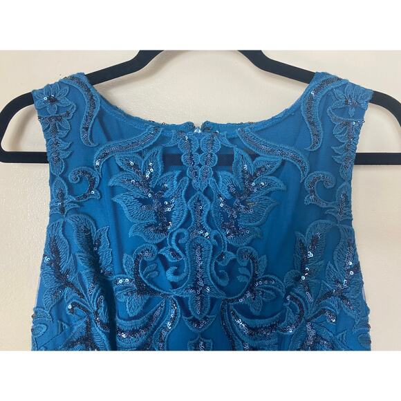 NWT ADRIANNA PAPELL DRESS GOWN 4 BLUE MOTHER OF THE BRIDE EVENING FORMAL WEDDING - Picture 7 of 15